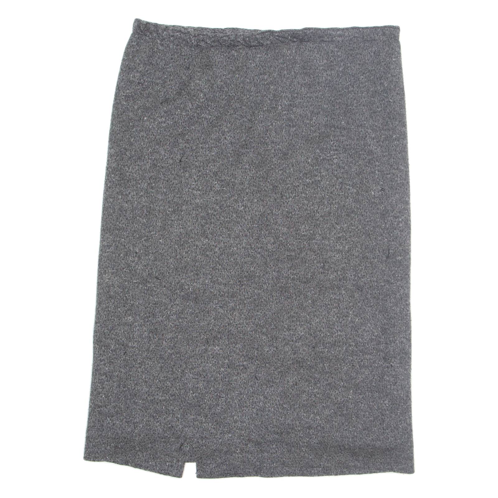 Womens Straight Skirt Grey Knee Length Wool M