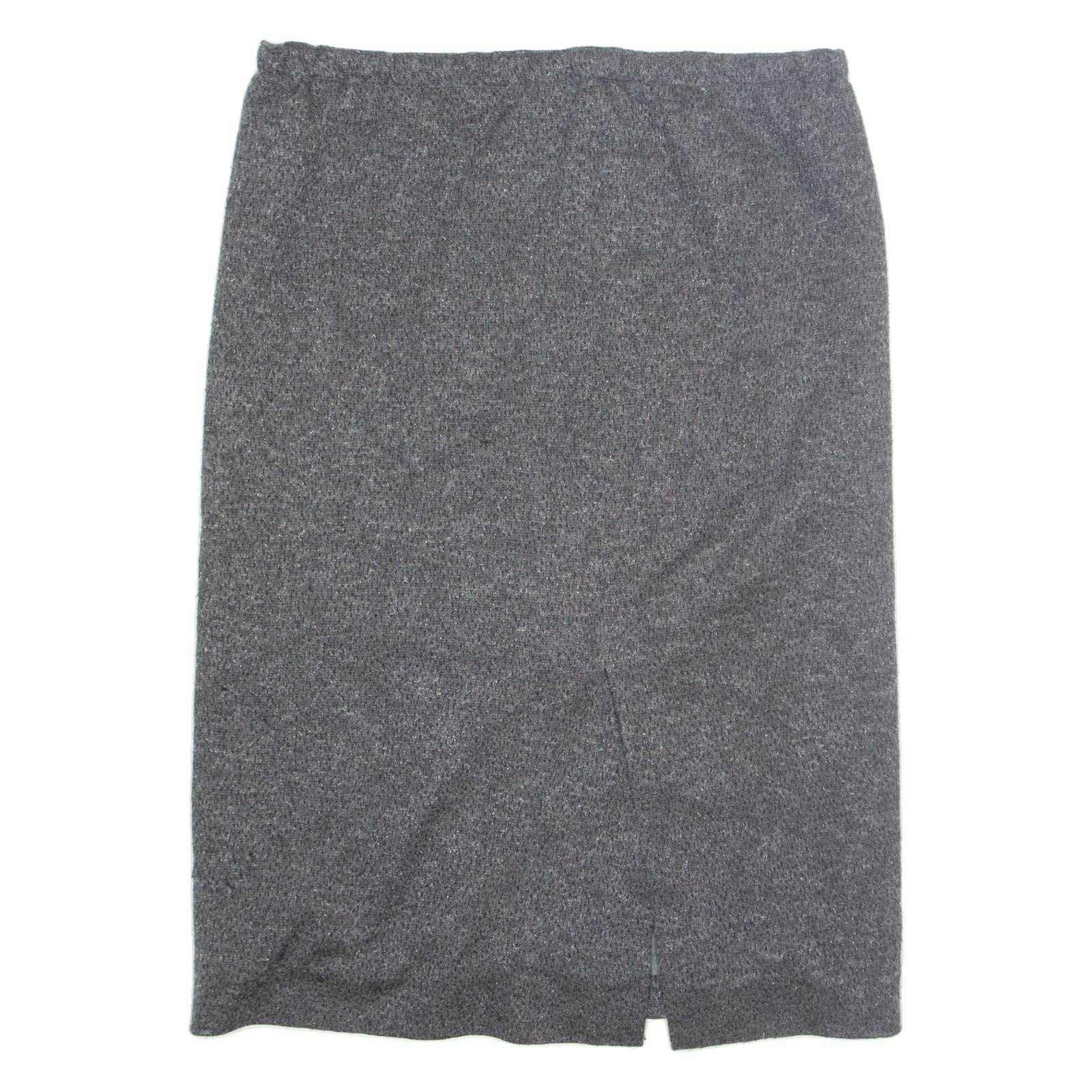 Womens Straight Skirt Grey Knee Length Wool M