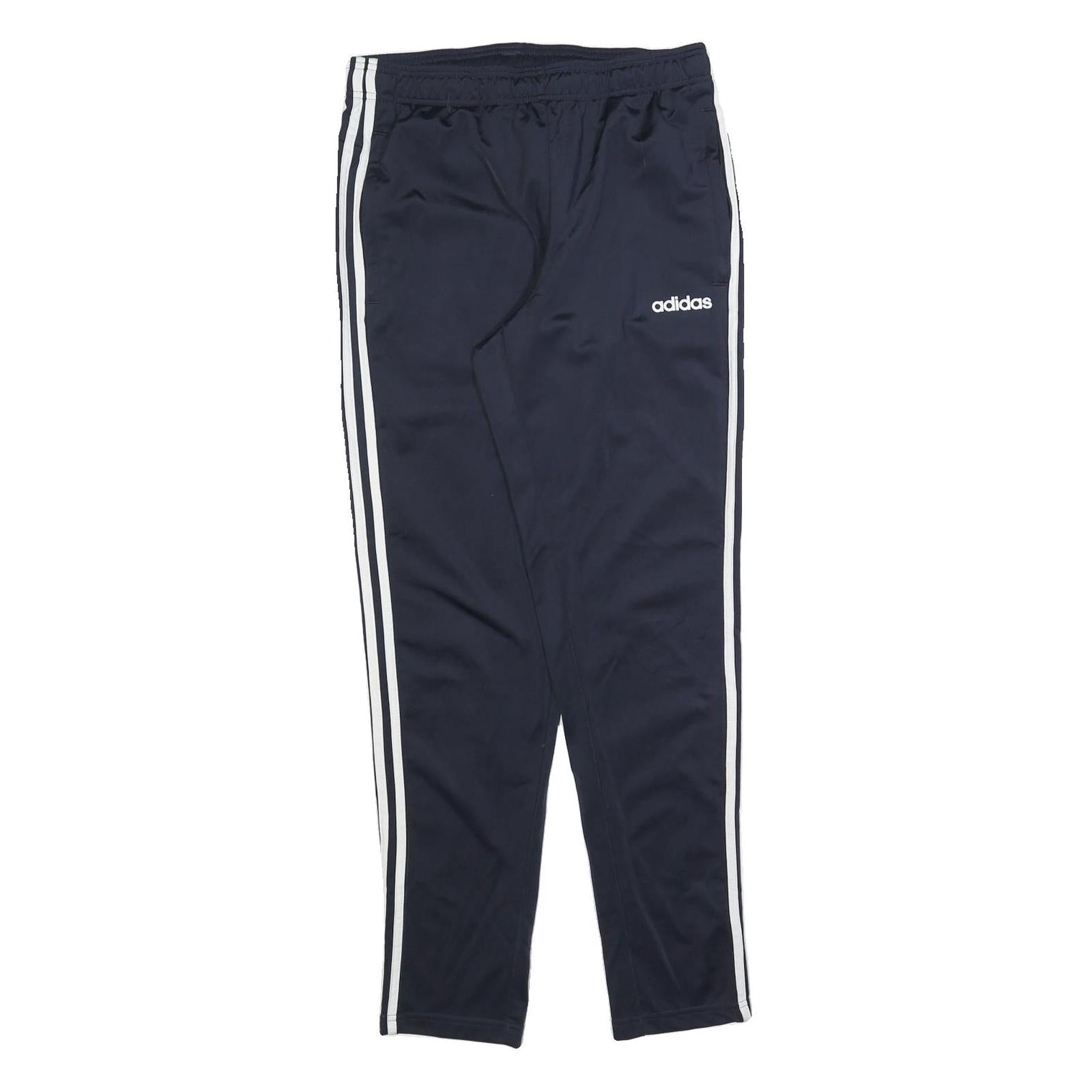 ADIDAS Mens Joggers Navy Blue & White Slim Tapered M W30 L30 Three Stripe