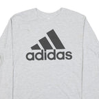 ADIDAS Mens Grey Long Sleeve Crew Neck Logo Graphic T-Shirt L Cotton Blend