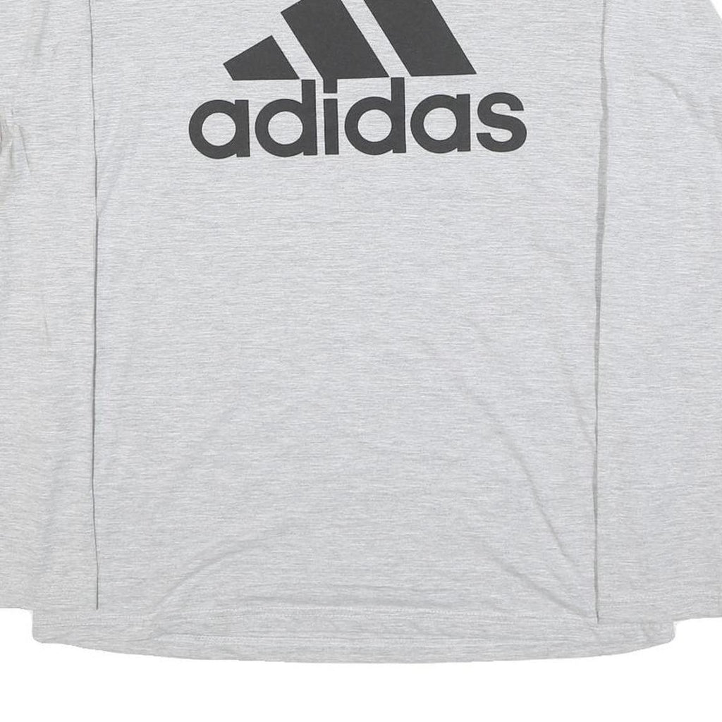 ADIDAS Mens Grey Long Sleeve Crew Neck Logo Graphic T-Shirt L Cotton Blend