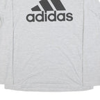 ADIDAS Mens Grey Long Sleeve Crew Neck Logo Graphic T-Shirt L Cotton Blend