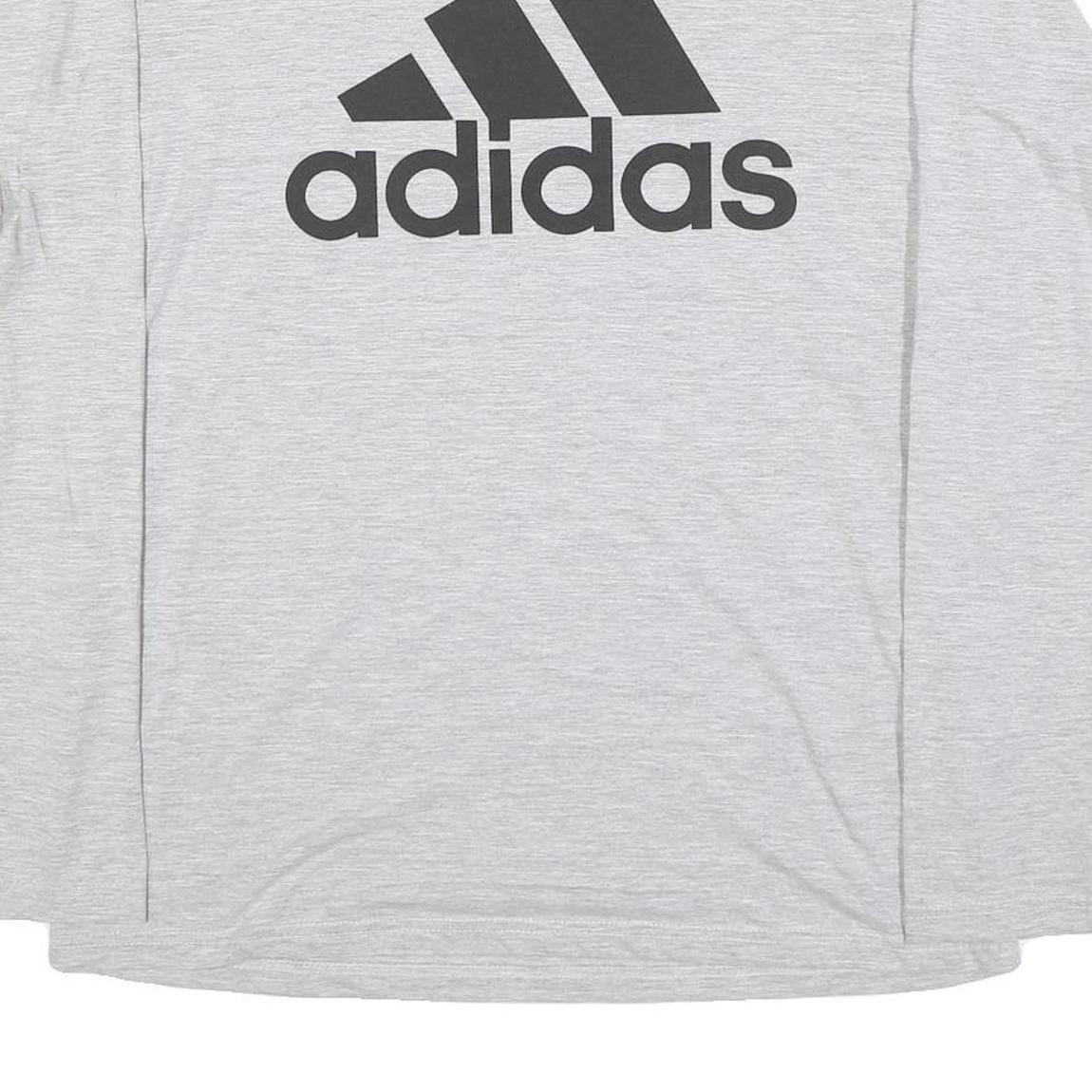 ADIDAS Mens Grey Long Sleeve Crew Neck Logo Graphic T-Shirt L Cotton Blend