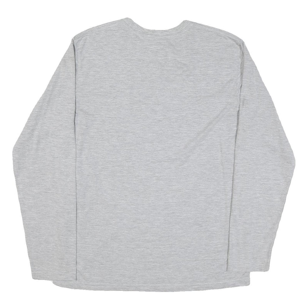 ADIDAS Mens Grey Long Sleeve Crew Neck Logo Graphic T-Shirt L Cotton Blend