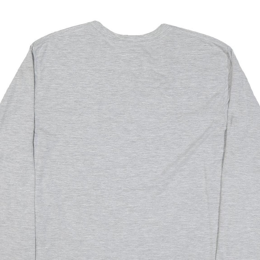 ADIDAS Mens Grey Long Sleeve Crew Neck Logo Graphic T-Shirt L Cotton Blend