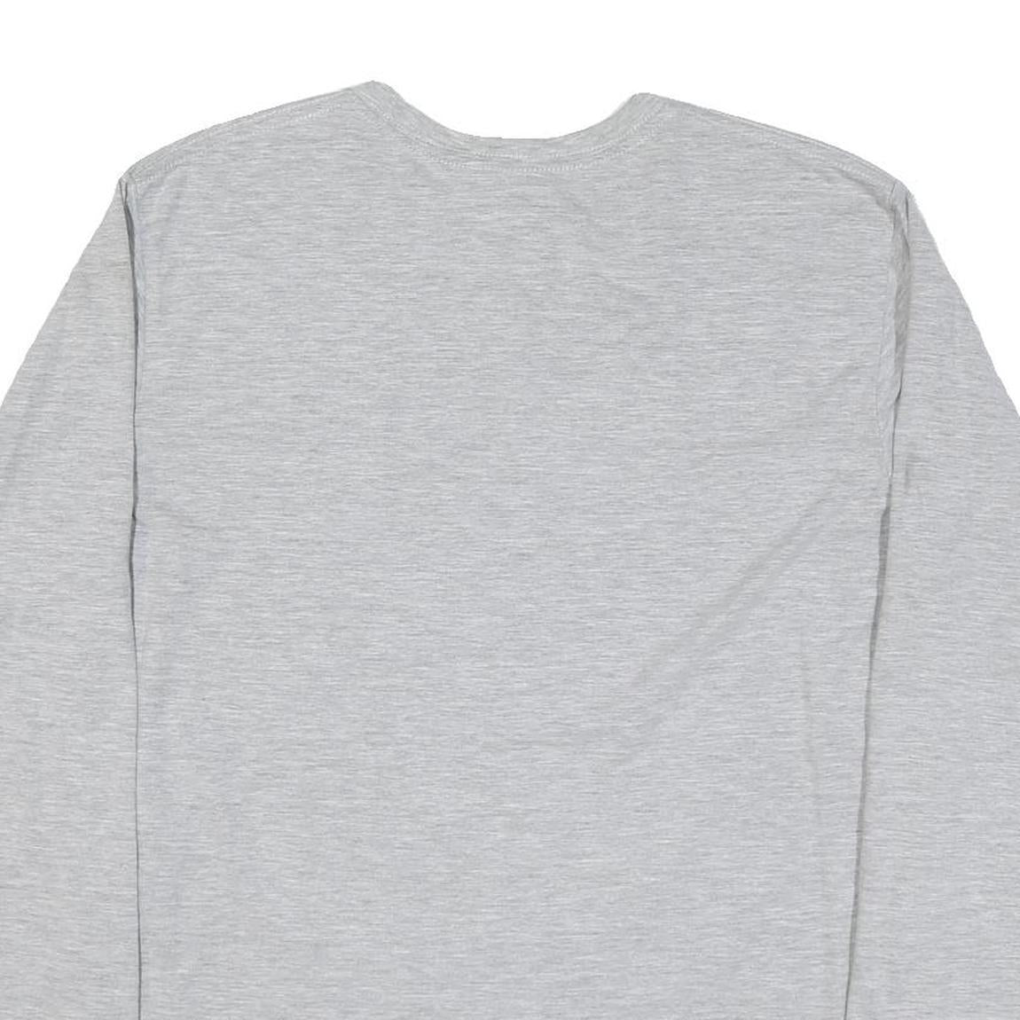 ADIDAS Mens Grey Long Sleeve Crew Neck Logo Graphic T-Shirt L Cotton Blend