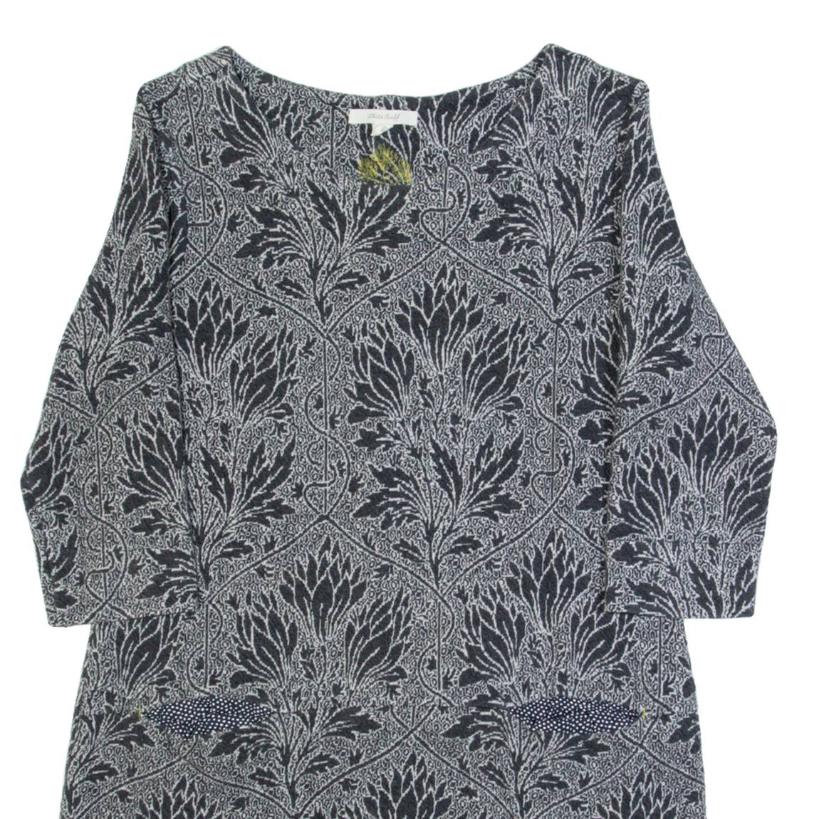 WHITE STUFF Womens Day Dress Grey Floral Knee Length UK 10