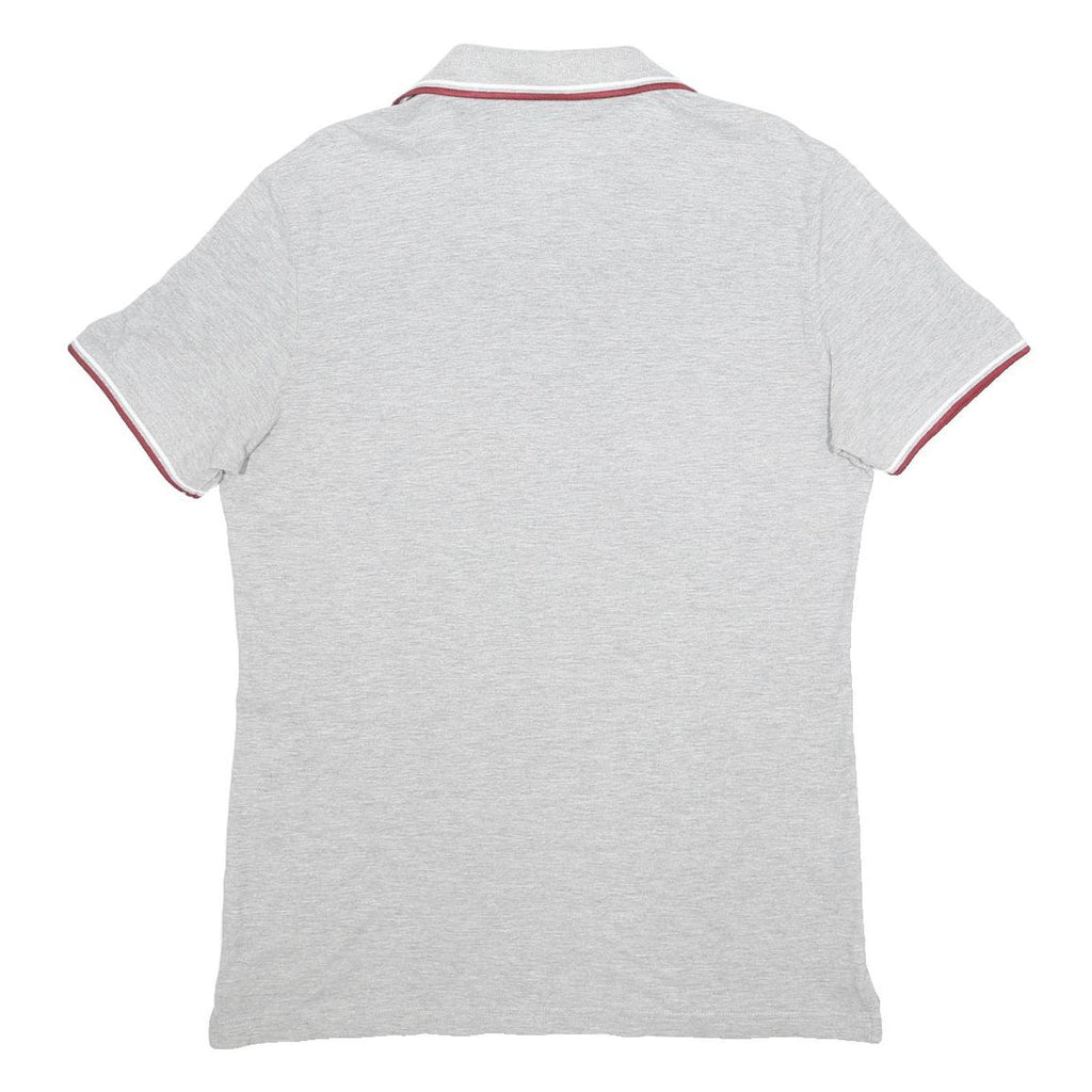DIADORA Mens Grey & Red Short Sleeve Polo Shirt M Cotton Blend Casual