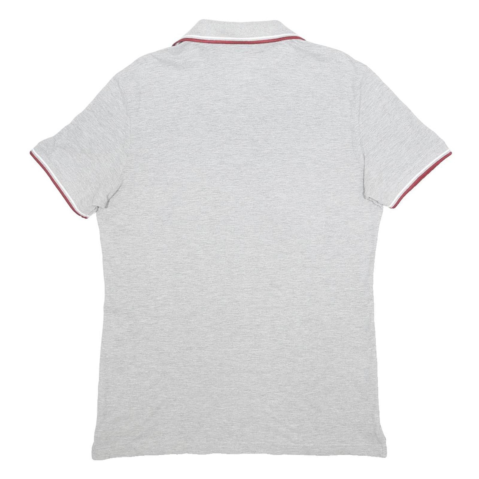 DIADORA Mens Grey & Red Short Sleeve Polo Shirt M Cotton Blend Casual