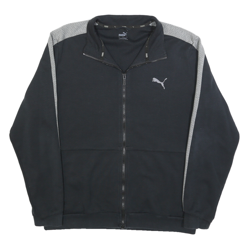 PUMA Mens Black & Grey Zip Jacket L Cotton Blend Sportswear Casual Track Top