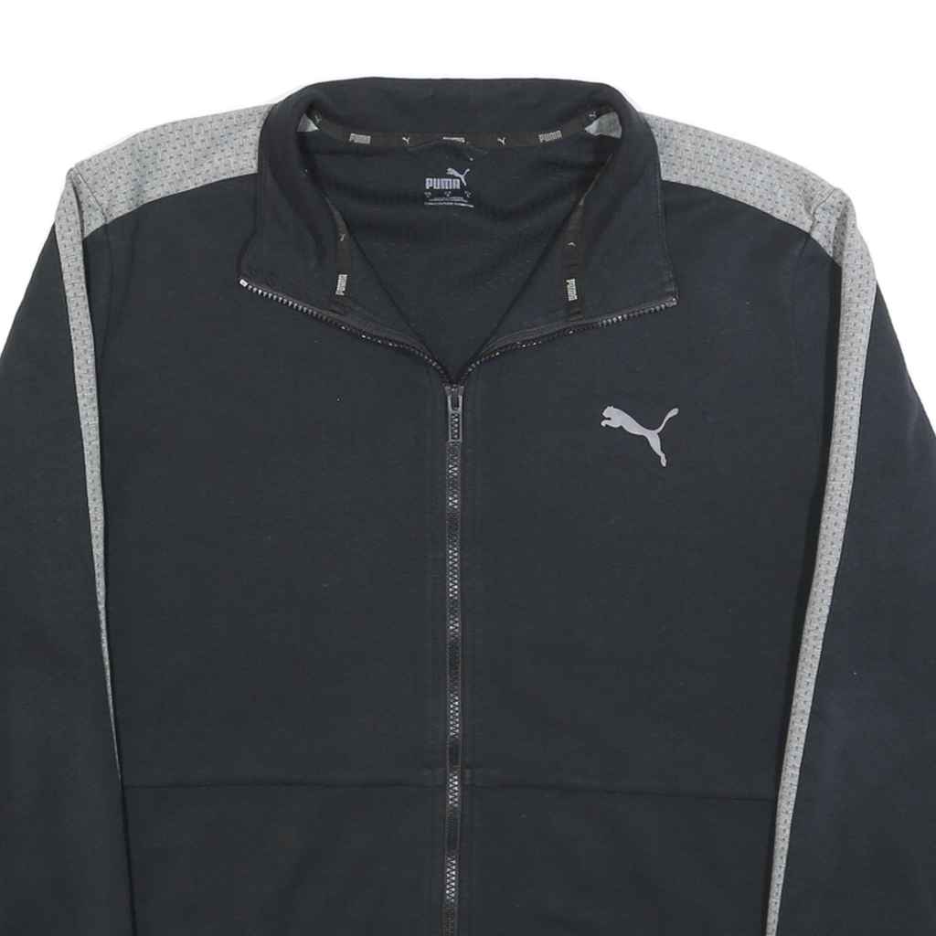 PUMA Mens Black & Grey Zip Jacket L Cotton Blend Sportswear Casual Track Top