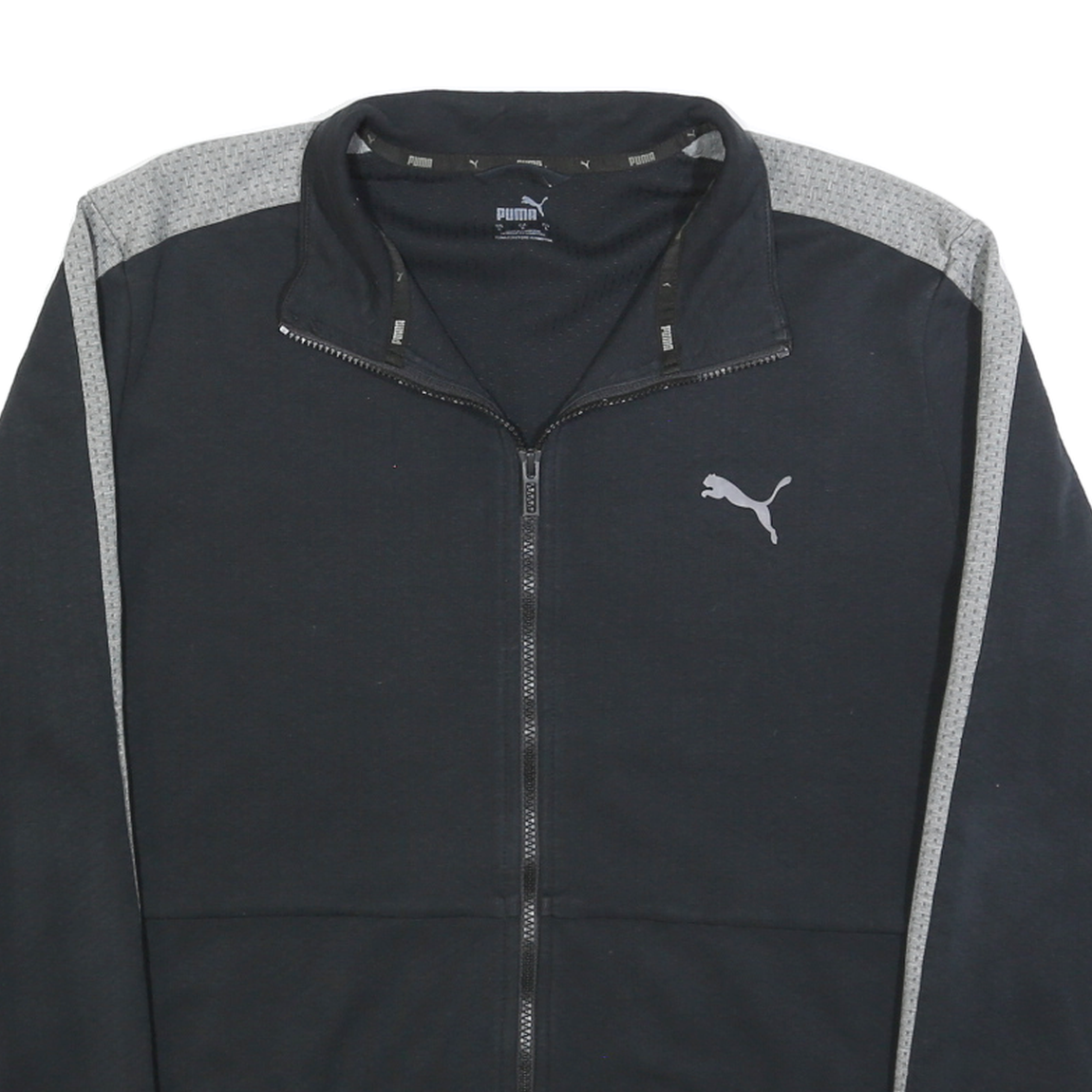 PUMA Mens Black & Grey Zip Jacket L Cotton Blend Sportswear Casual Track Top