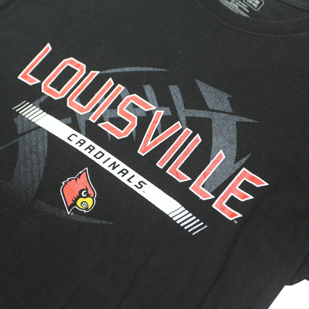 RUSSELL Mens Black Louisville Cardinals Graphic T-Shirt M Short Sleeve Crew Neck
