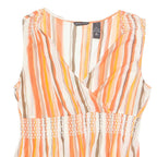 NEW YORK COMPANY Womens Printed Blouse Orange V-Neck Sleeveless Nylon Striped L