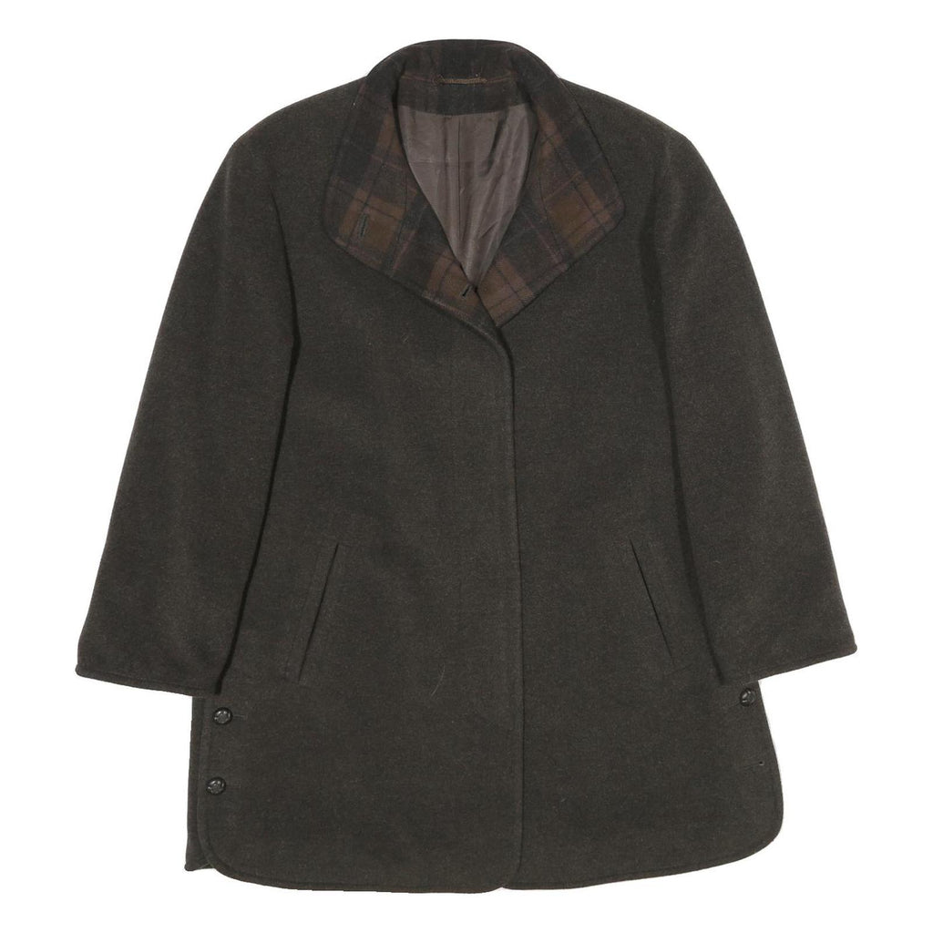 DEL MOD INTERNATIONAL Womens Brown Wool Blend Jacket UK 12 Button Plain Classic