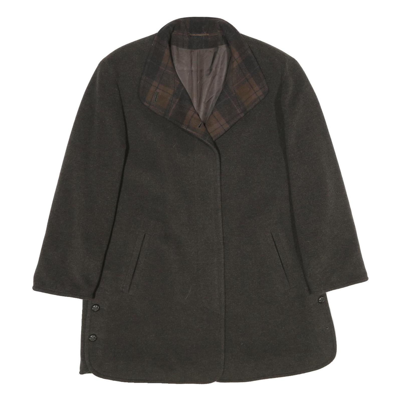 DEL MOD INTERNATIONAL Womens Brown Wool Blend Jacket UK 12 Button Plain Classic