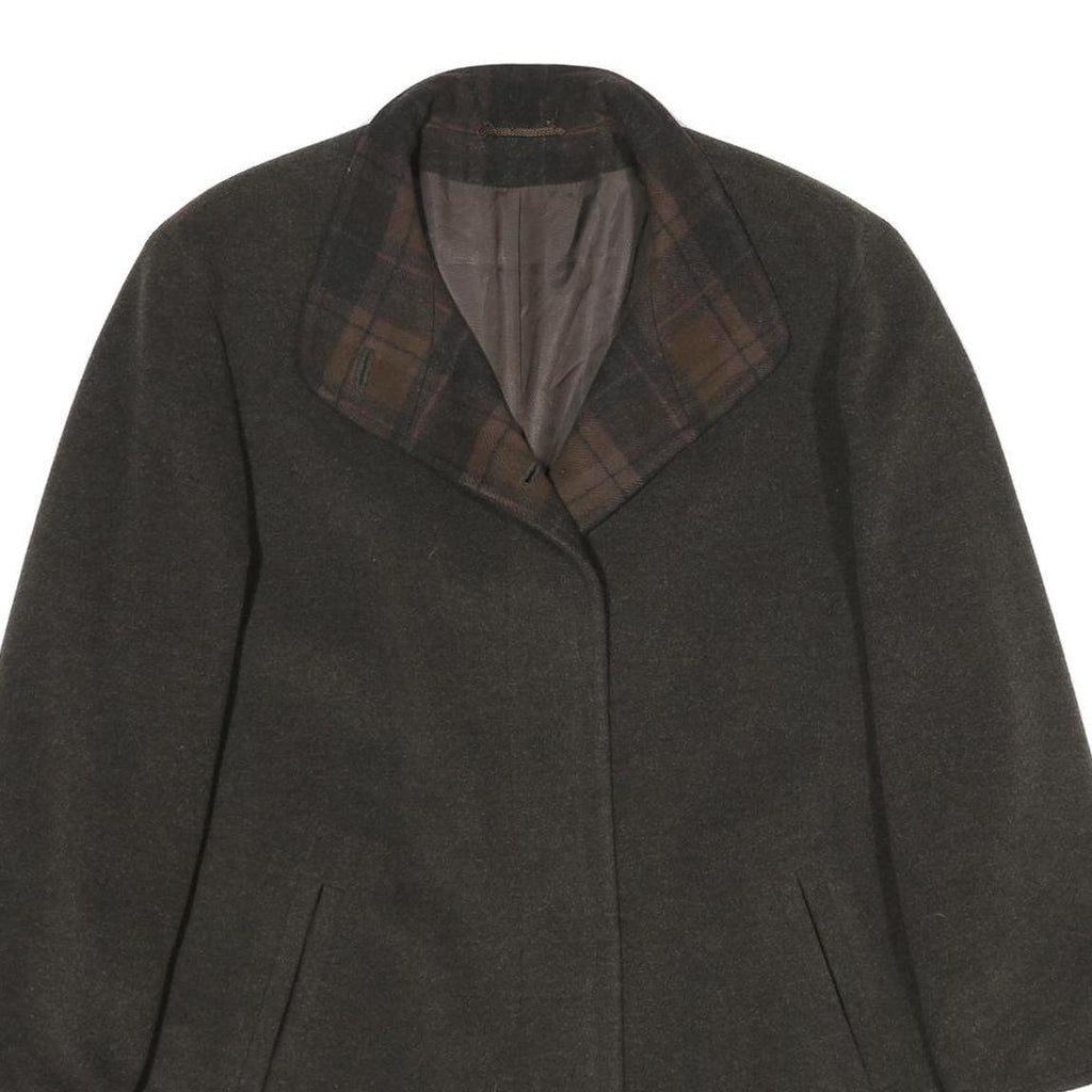 DEL MOD INTERNATIONAL Womens Brown Wool Blend Jacket UK 12 Button Plain Classic