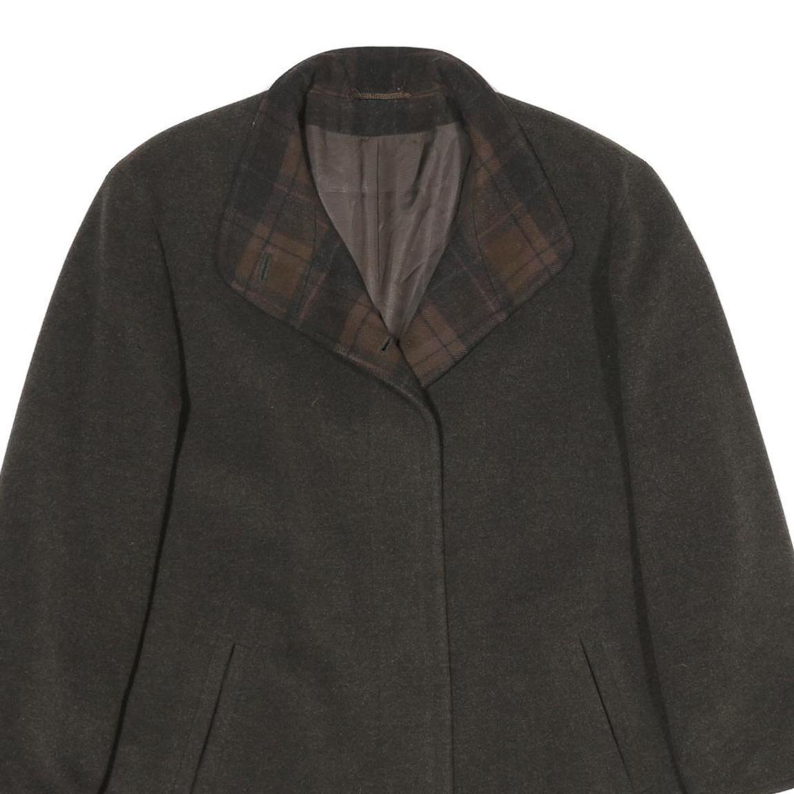 DEL MOD INTERNATIONAL Womens Brown Wool Blend Jacket UK 12 Button Plain Classic