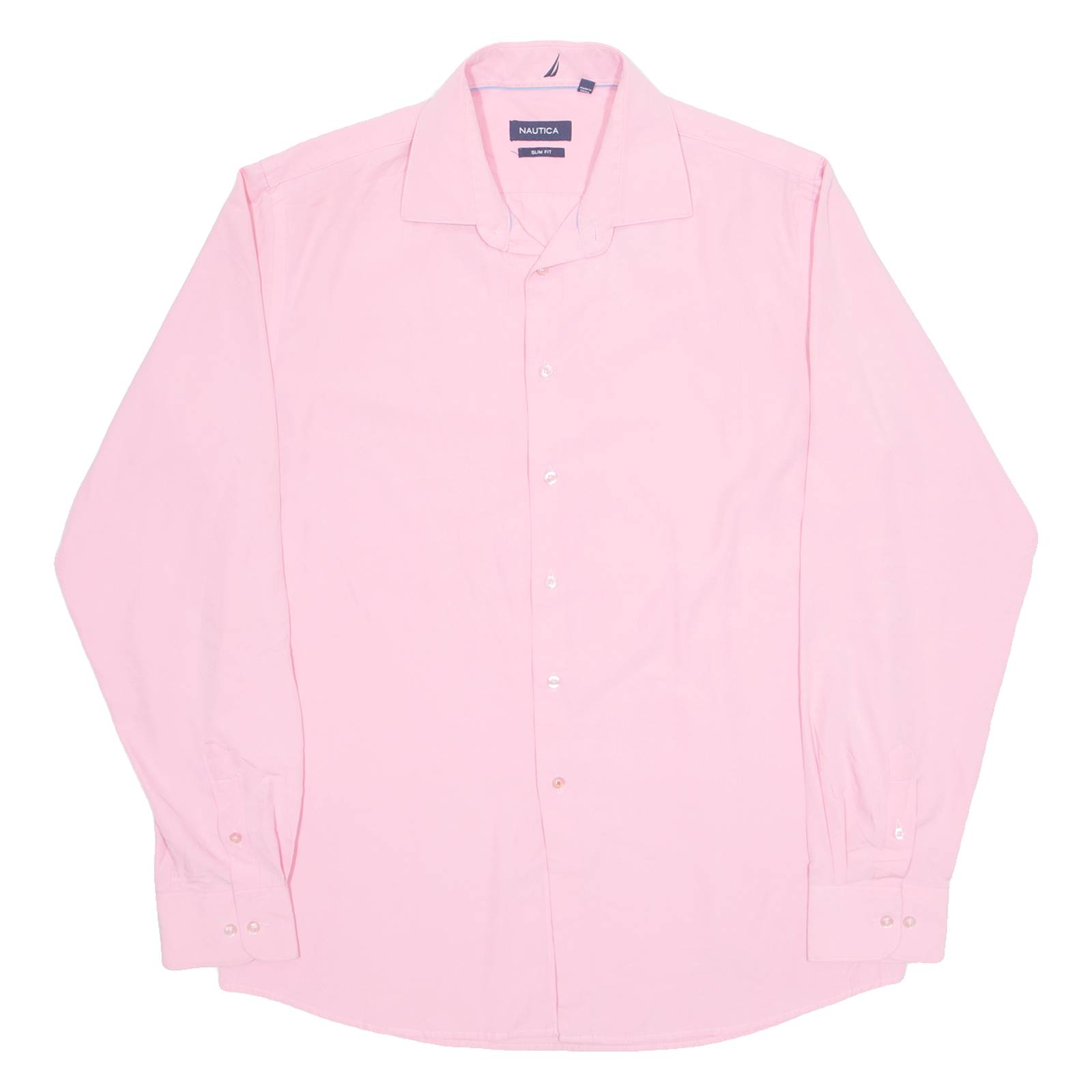 NAUTICA Slim Fit Spandex Mens Formal Shirt Pink Long Sleeve L