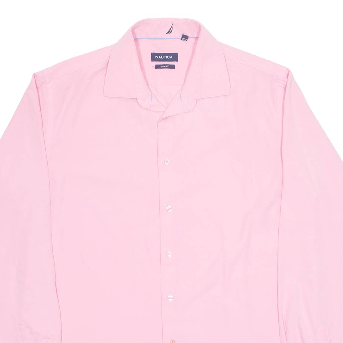NAUTICA Slim Fit Spandex Mens Formal Shirt Pink Long Sleeve L