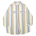 Womens White & Yellow Striped Cotton Blend Shirt L Casual Relaxed Fit Pocket