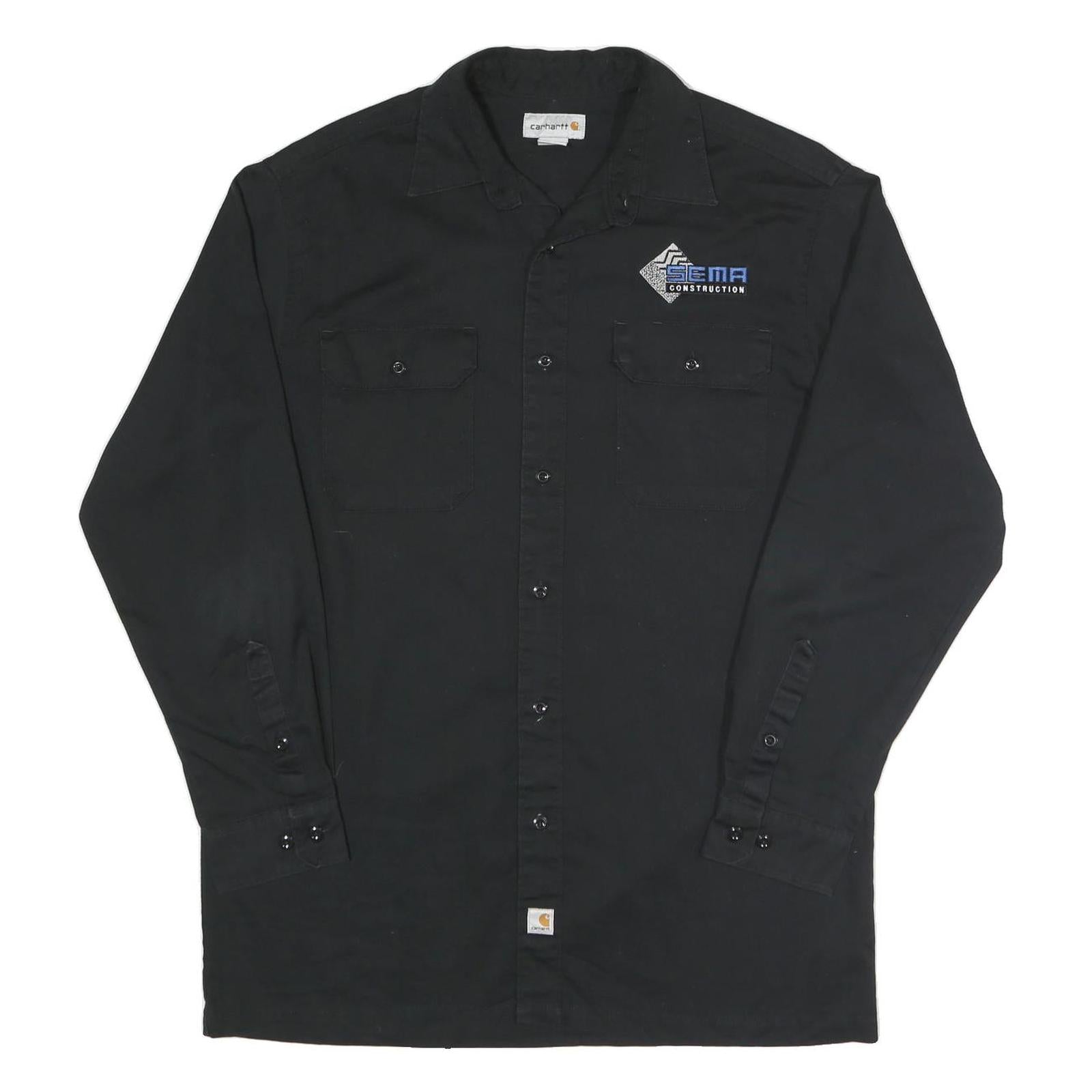 CARHARTT Mens Black Workwear L Logo Embroidered Polyester Blend Shirt