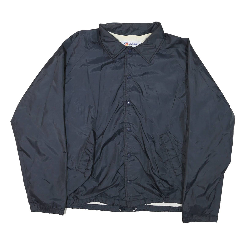 Mens Black Nylon Button Jacket XL Plain Lightweight Outdoor Casual
