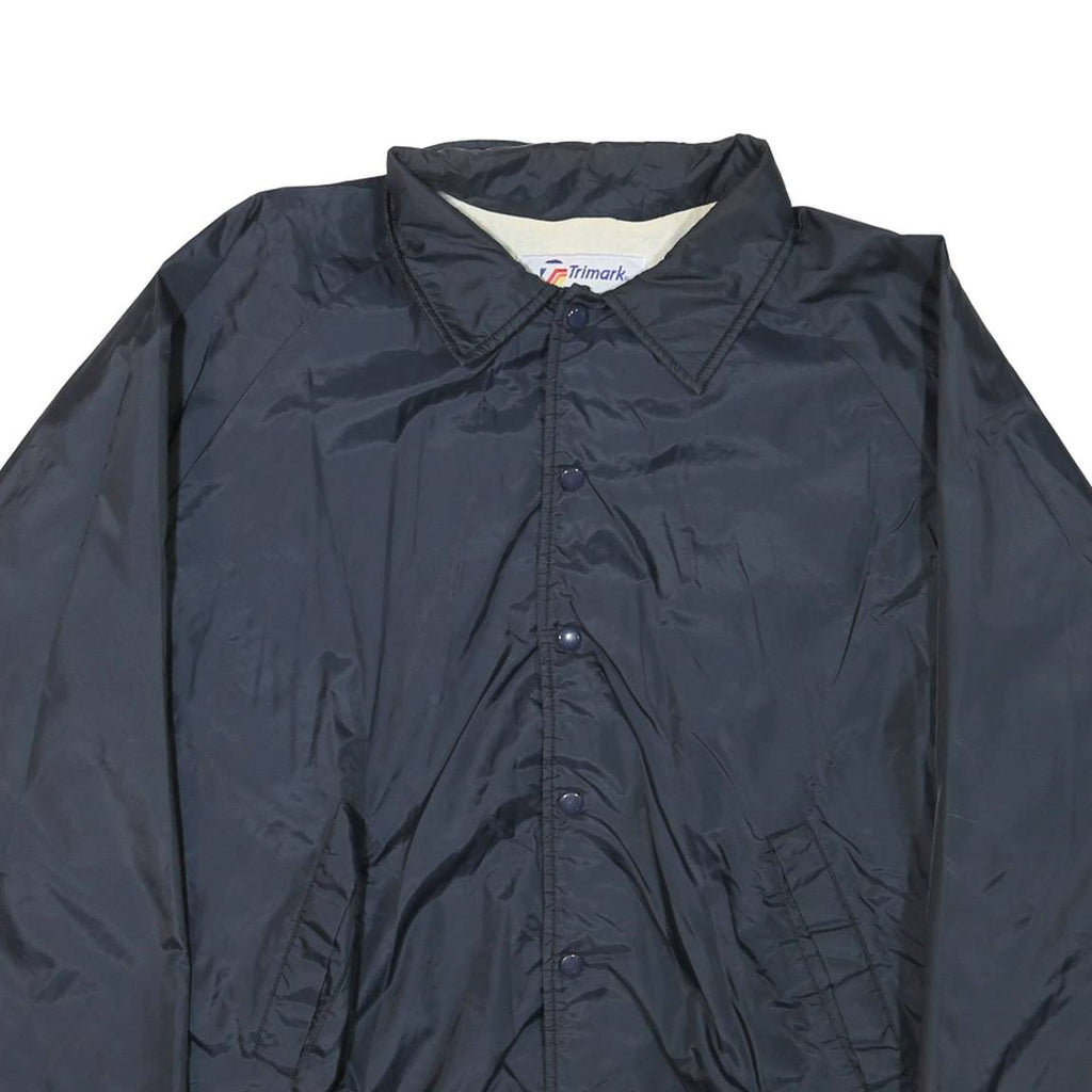 Mens Black Nylon Button Jacket XL Plain Lightweight Outdoor Casual
