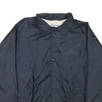 Mens Black Nylon Button Jacket XL Plain Lightweight Outdoor Casual
