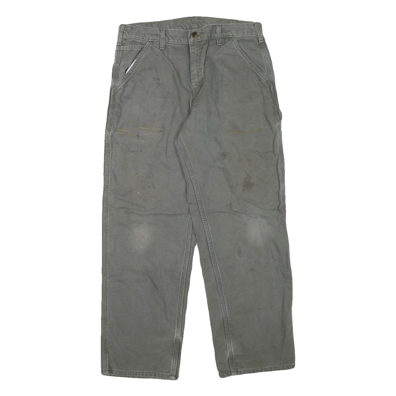CARHARTT Mens Grey Relaxed Straight Lined Trousers W32 L29 Workwear Cotton