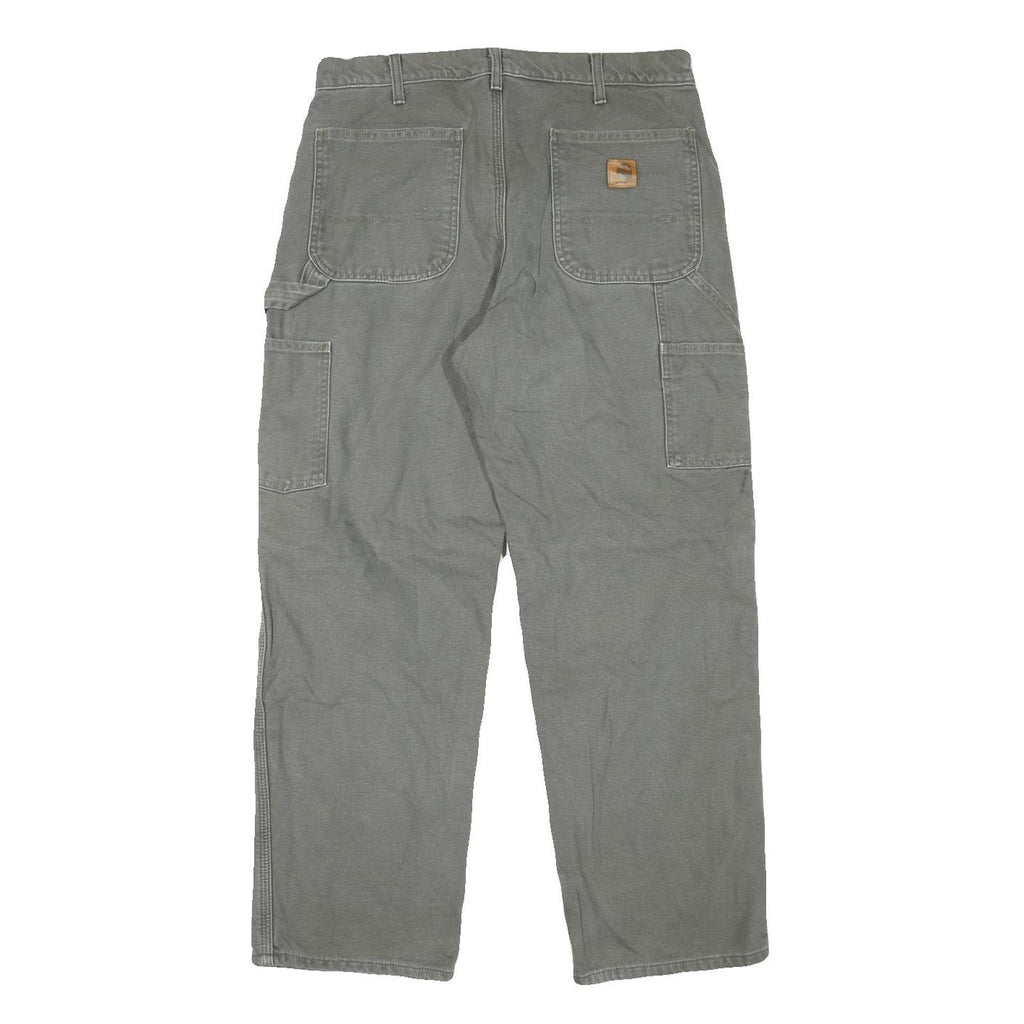 CARHARTT Mens Grey Relaxed Straight Lined Trousers W32 L29 Workwear Cotton