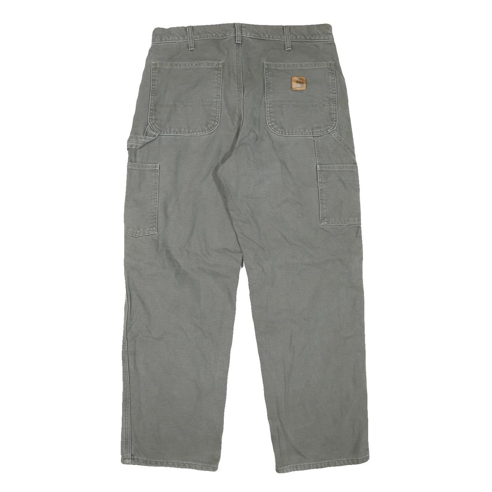 CARHARTT Mens Grey Relaxed Straight Lined Trousers W32 L29 Workwear Cotton