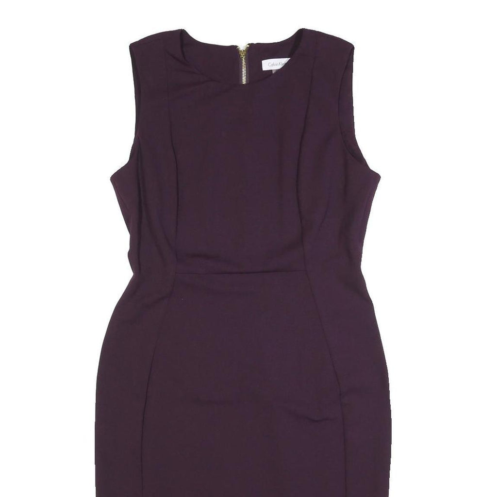 CALVIN KLEIN Womens Purple Sleeveless Sheath Dress Polyester Blend Size M