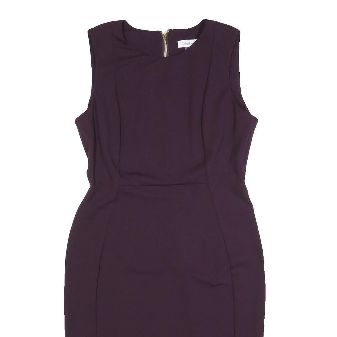 CALVIN KLEIN Womens Purple Sleeveless Sheath Dress Polyester Blend Size M