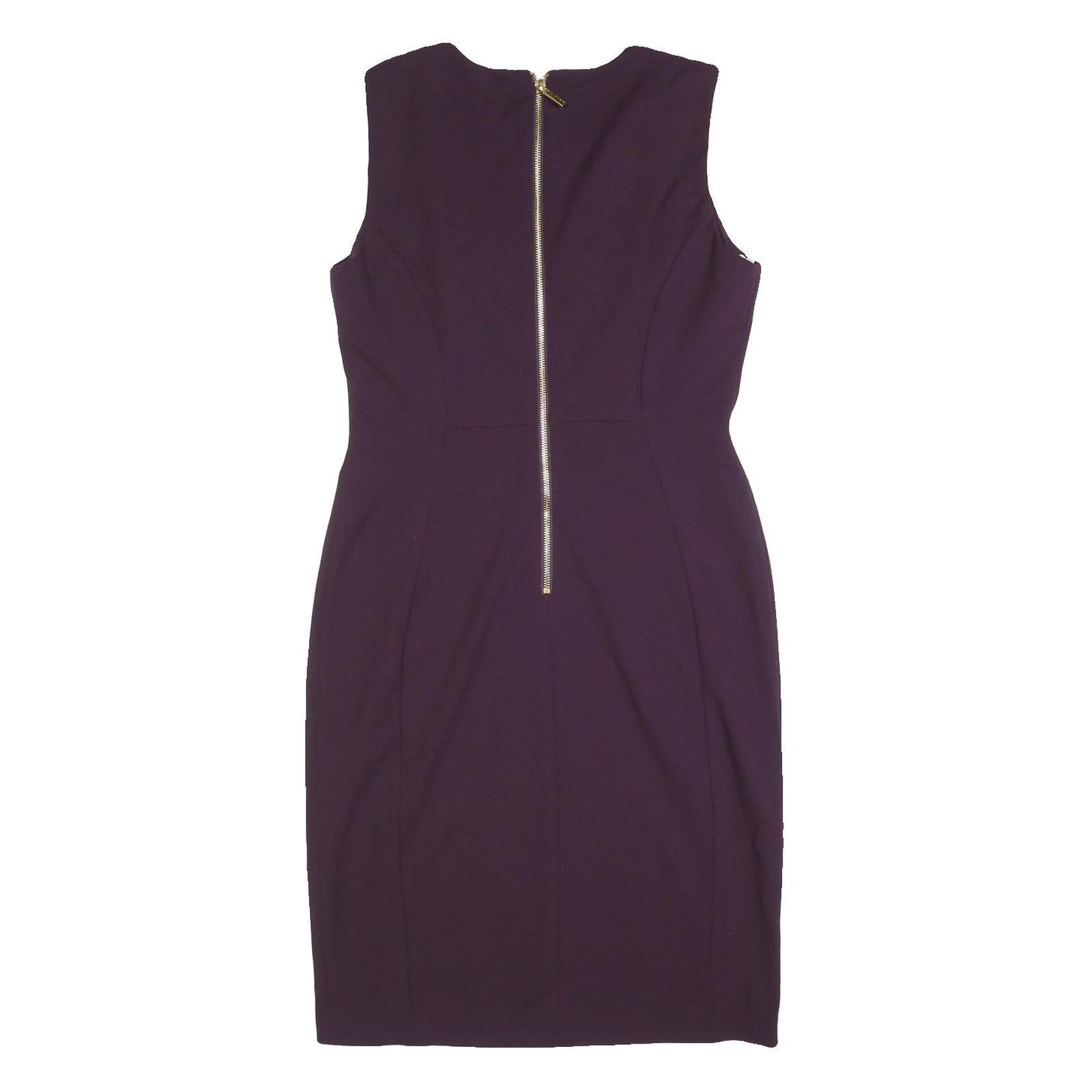 CALVIN KLEIN Womens Purple Sleeveless Sheath Dress Polyester Blend Size M
