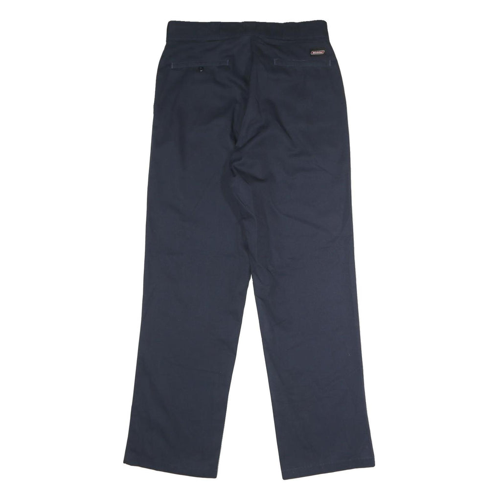 DICKIES Mens Polyester Blend Classic Blue Zip Trousers W34 L32 Workwear Straight