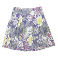 DEBENHAMS Womens Purple Floral Pattern Pleated Short Cotton Blend Skirt UK 16