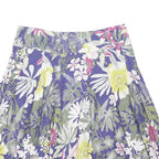 DEBENHAMS Womens Purple Floral Pattern Pleated Short Cotton Blend Skirt UK 16