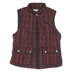 CROFT & BARROW Mens Black & Red Checked Quilted Waistcoat L Polyester Blend