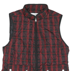 CROFT & BARROW Mens Black & Red Checked Quilted Waistcoat L Polyester Blend