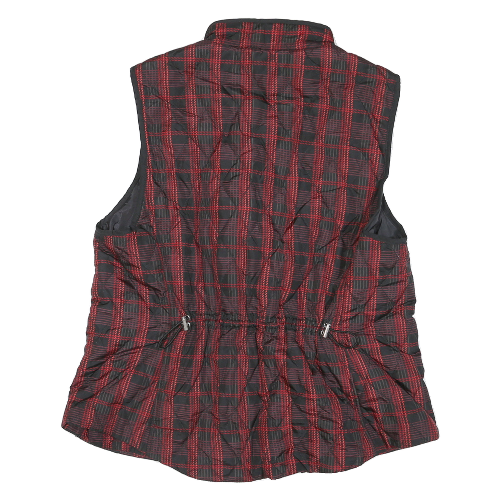 CROFT & BARROW Mens Black & Red Checked Quilted Waistcoat L Polyester Blend