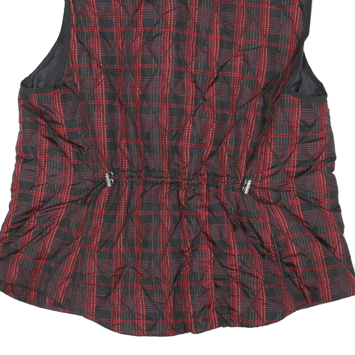 CROFT & BARROW Mens Black & Red Checked Quilted Waistcoat L Polyester Blend