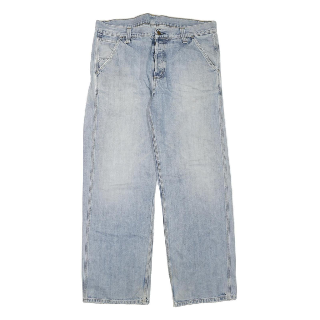 CARHARTT Mens Regular Fit Light Blue Denim Jeans W40 L33 Button Closure Cotton