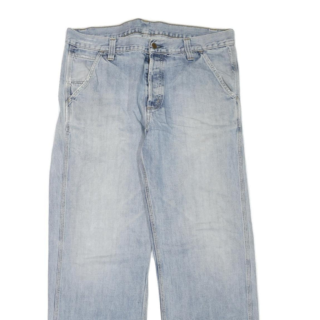 CARHARTT Mens Regular Fit Light Blue Denim Jeans W40 L33 Button Closure Cotton