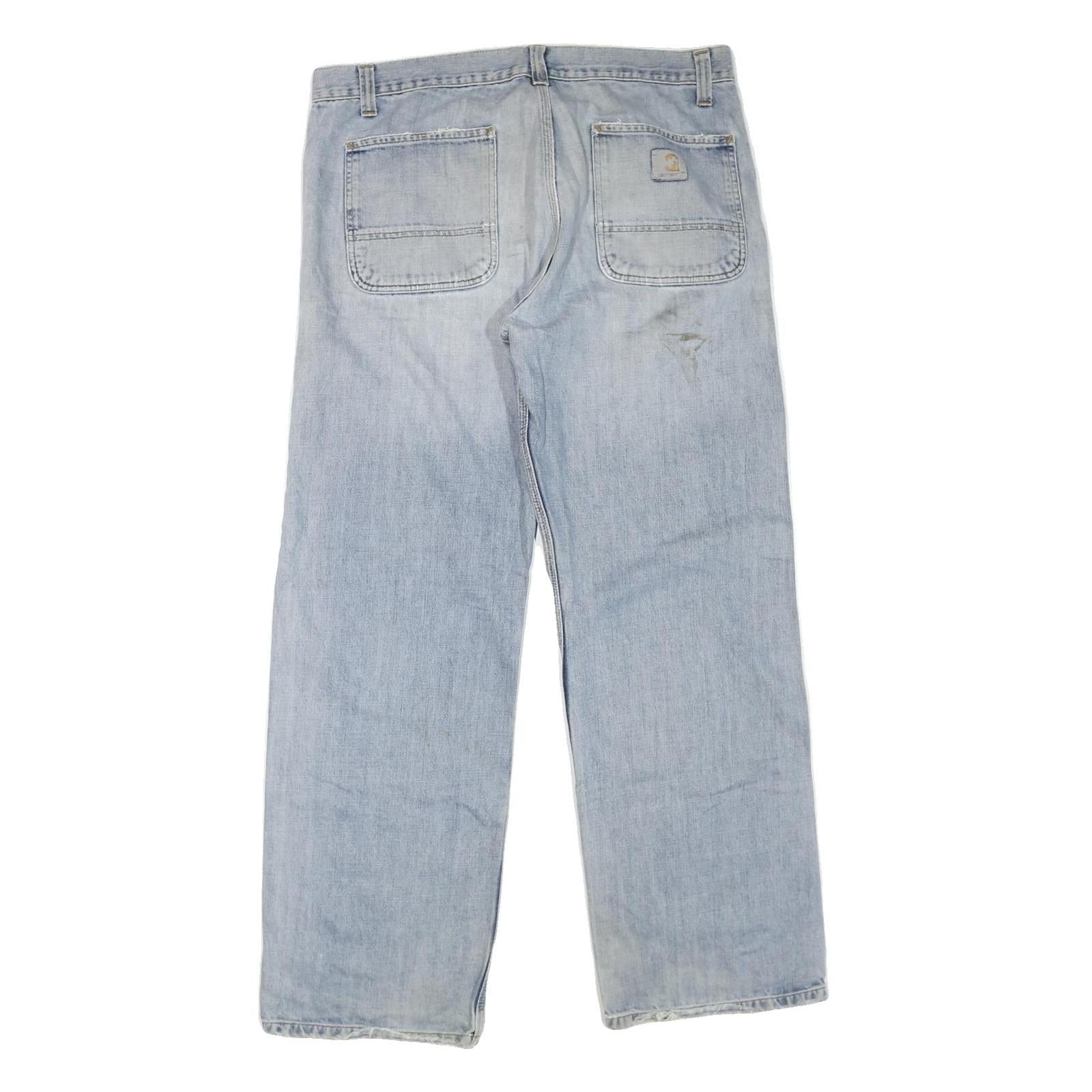 CARHARTT Mens Regular Fit Light Blue Denim Jeans W40 L33 Button Closure Cotton