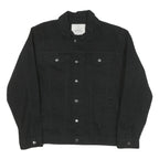 JEANIUS Mens Black Cotton Blend Button Jacket XL Classic Plain Casual Outerwear