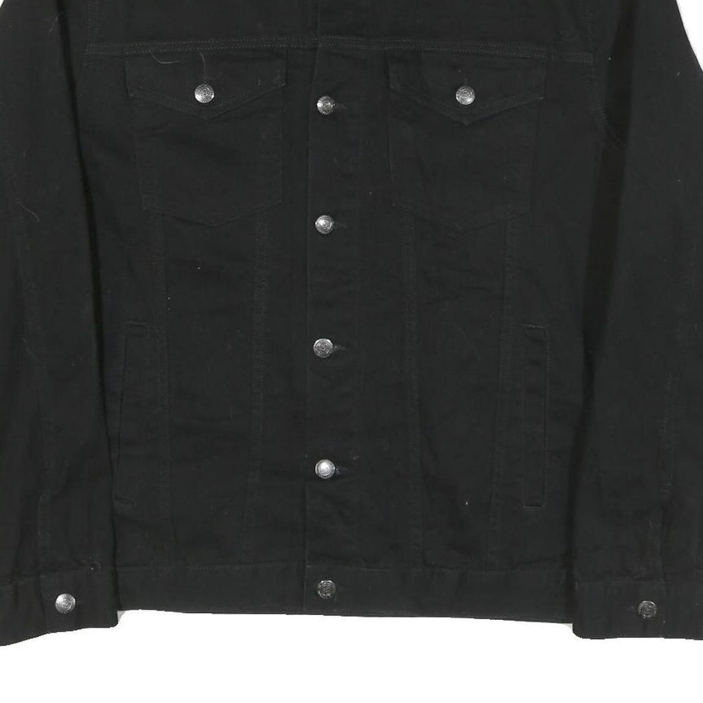 JEANIUS Mens Black Cotton Blend Button Jacket XL Classic Plain Casual Outerwear