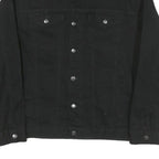 JEANIUS Mens Black Cotton Blend Button Jacket XL Classic Plain Casual Outerwear