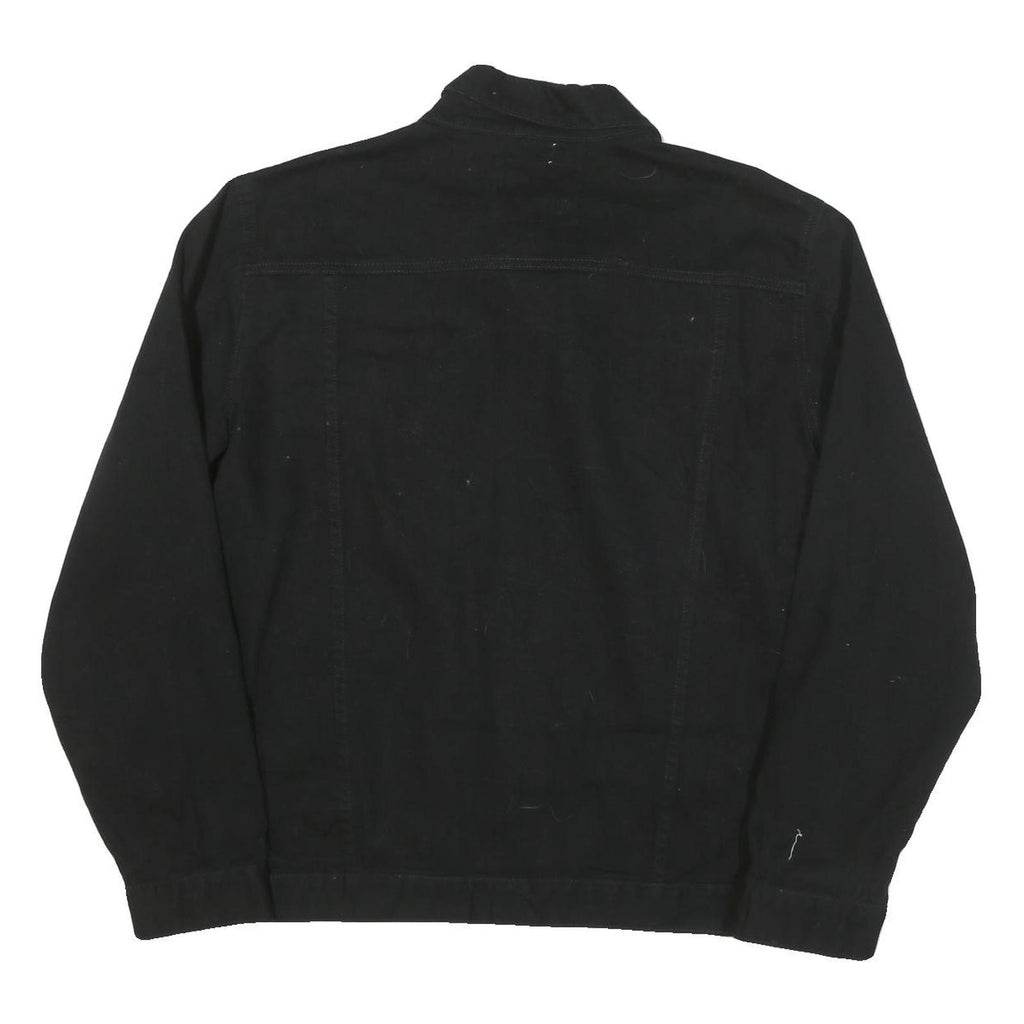 JEANIUS Mens Black Cotton Blend Button Jacket XL Classic Plain Casual Outerwear