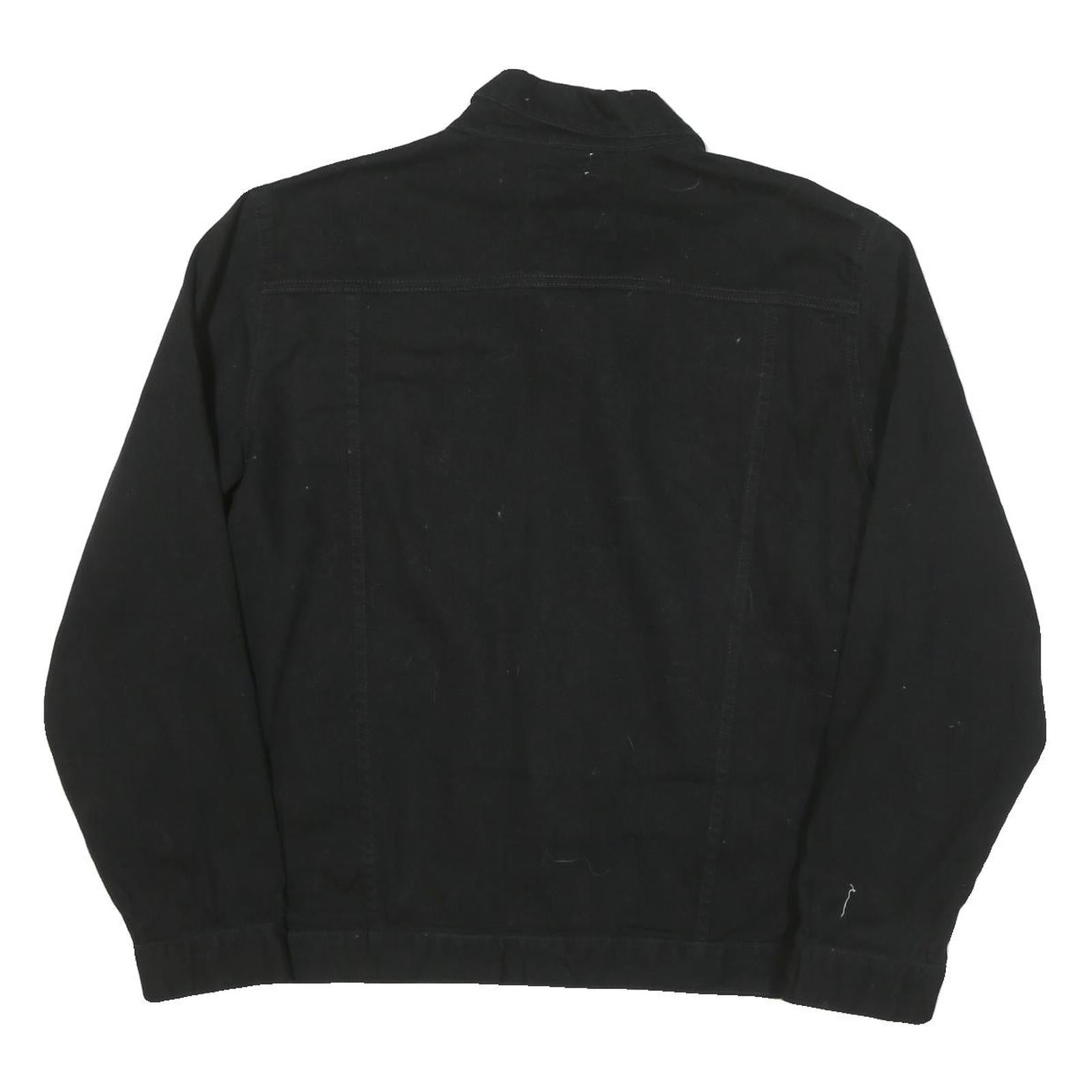 JEANIUS Mens Black Cotton Blend Button Jacket XL Classic Plain Casual Outerwear